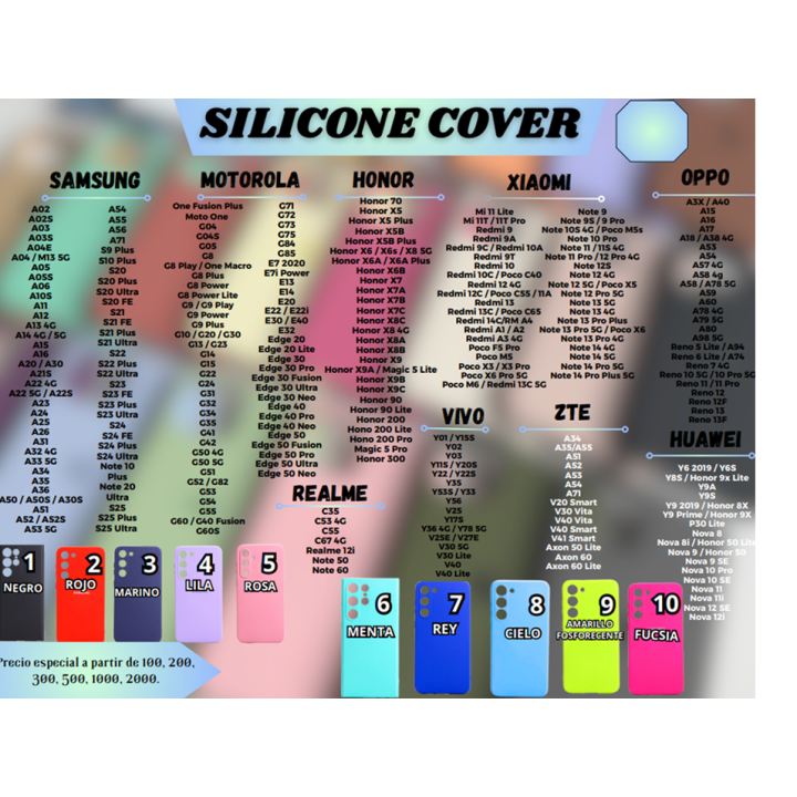 Funda case Silicon Cover colores