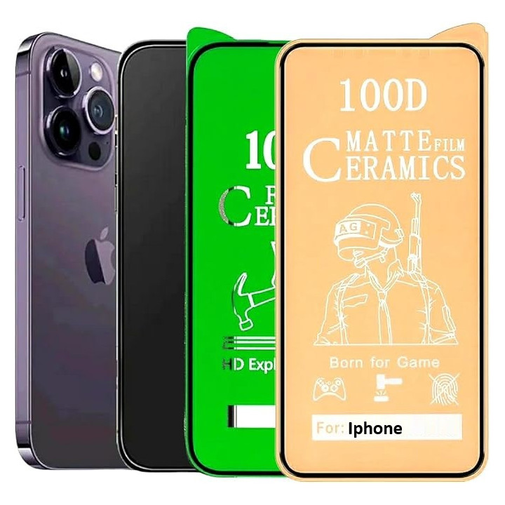 3 MICAS DE CERAMICA MATE PARA IPHONE 15 CON KIT